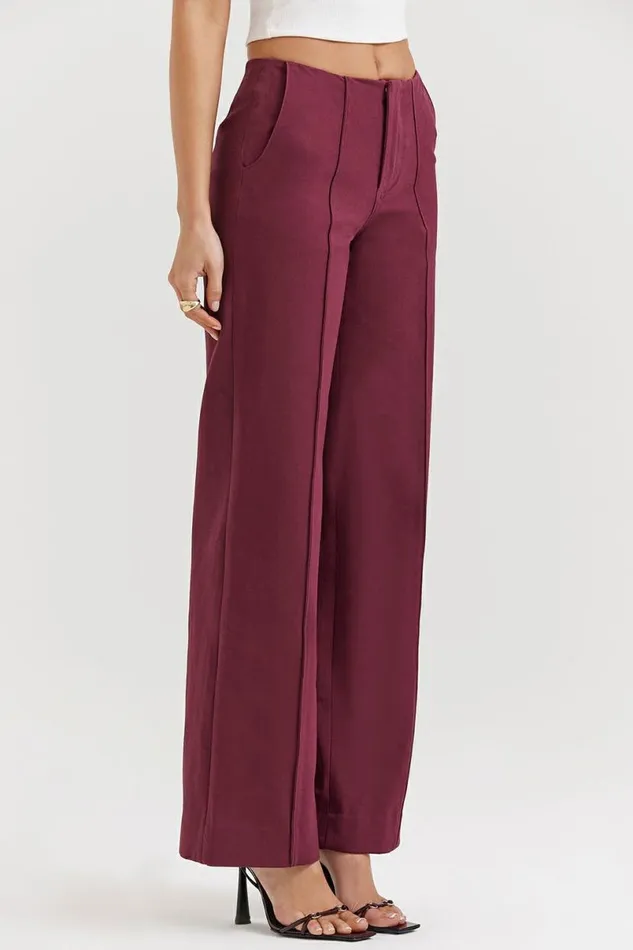 Women Rivi Wine Straight Leg Trousers House Of CB Bottoms Women Rivi Wine Straight Leg Trousers House Of CB Bottoms