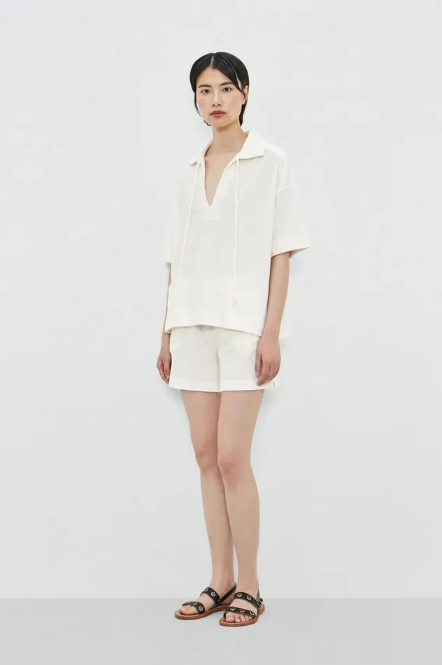 Women RONDINE 8211 Terry Cotton Linen Jersey Shorts 8211 Bianco Massimo Alba Trousers and Shorts Women RONDINE 8211 Terry Cotton Linen Jersey Shorts 8211 Bianco Massimo Alba Trousers and Shorts
