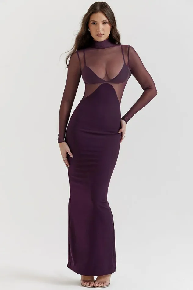 Women Safiya Black Grape Maxi Dress House Of CB Dresses