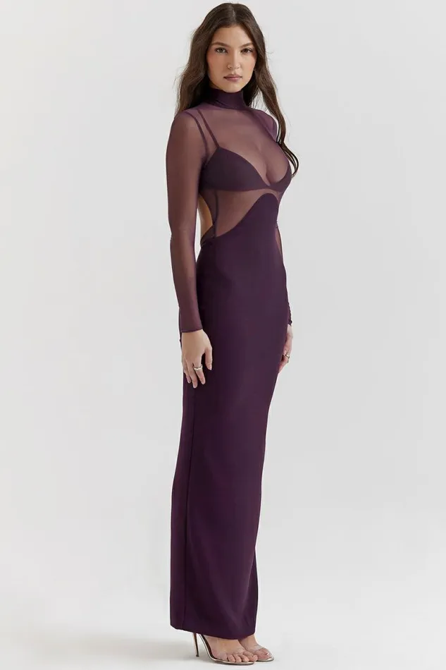 Women Safiya Black Grape Maxi Dress House Of CB Dresses
