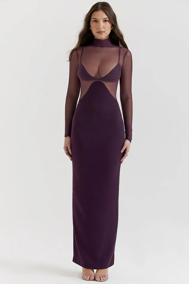 Women Safiya Black Grape Maxi Dress House Of CB Dresses