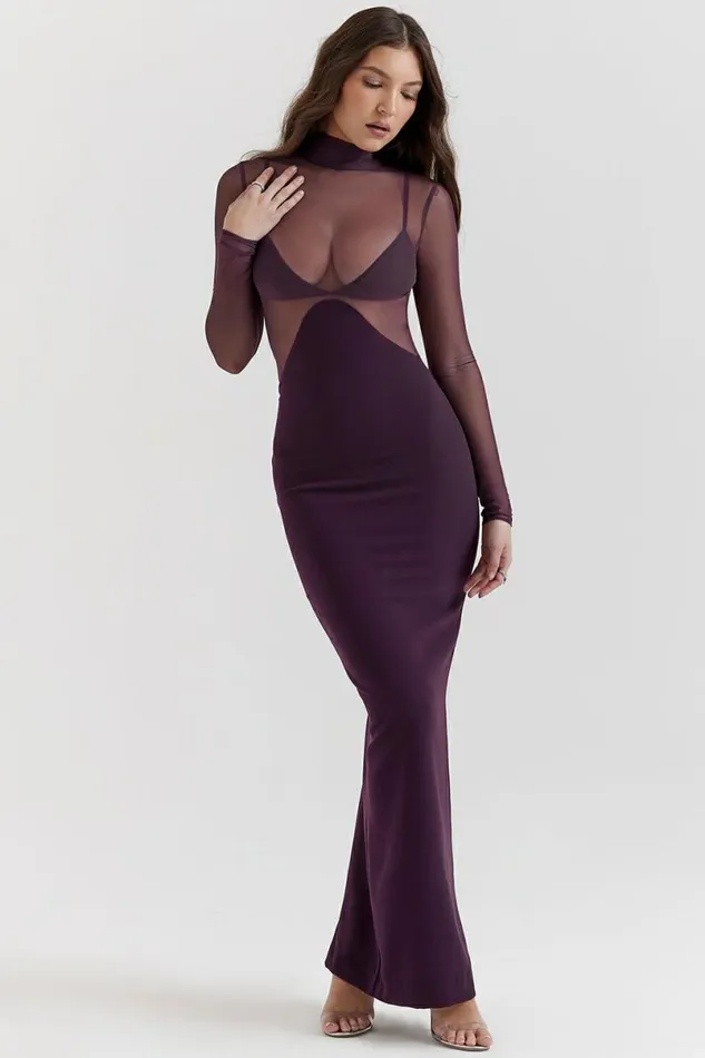 Women Safiya Black Grape Maxi Dress House Of CB Dresses