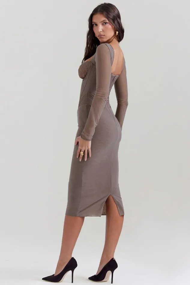 Women Safran Mocha Corset Midi Dress House Of CB Dresses Women Safran Mocha Corset Midi Dress House Of CB Dresses