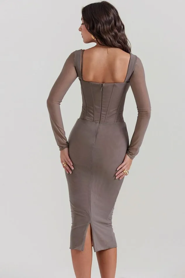 Women Safran Mocha Corset Midi Dress House Of CB Dresses Women Safran Mocha Corset Midi Dress House Of CB Dresses