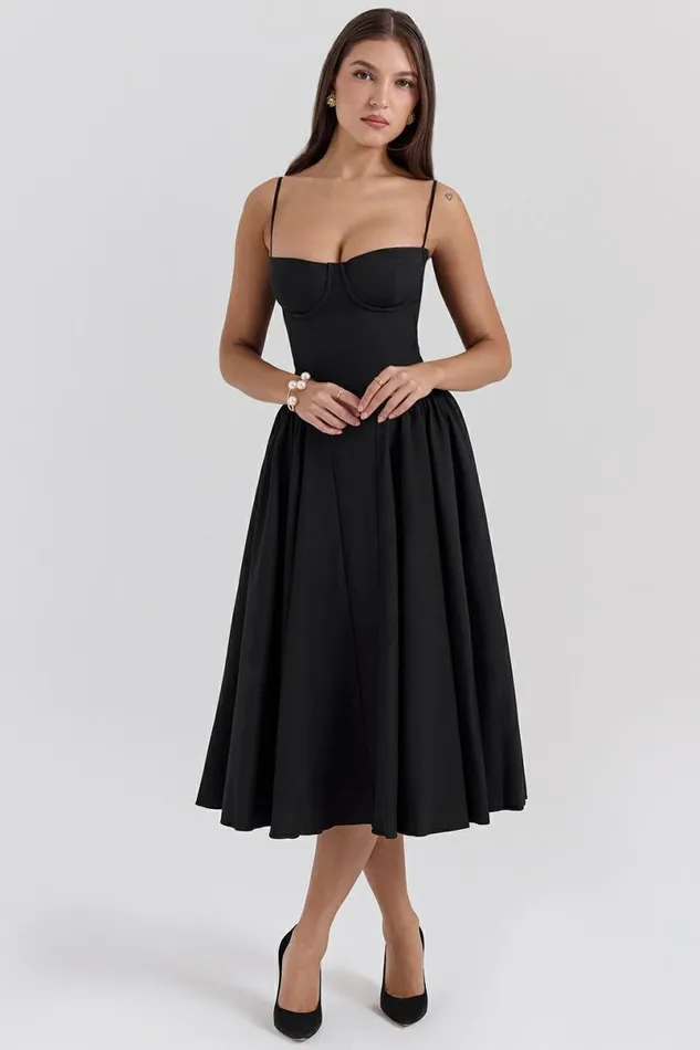 Women Samaria Black Corset Midi Dress House Of CB Dresses Women Samaria Black Corset Midi Dress House Of CB Dresses