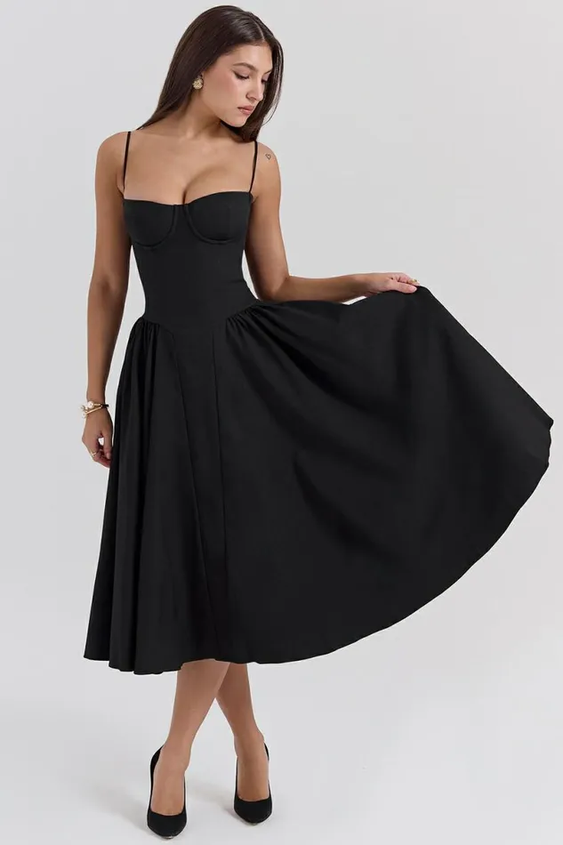 Women Samaria Black Corset Midi Dress House Of CB Dresses Women Samaria Black Corset Midi Dress House Of CB Dresses