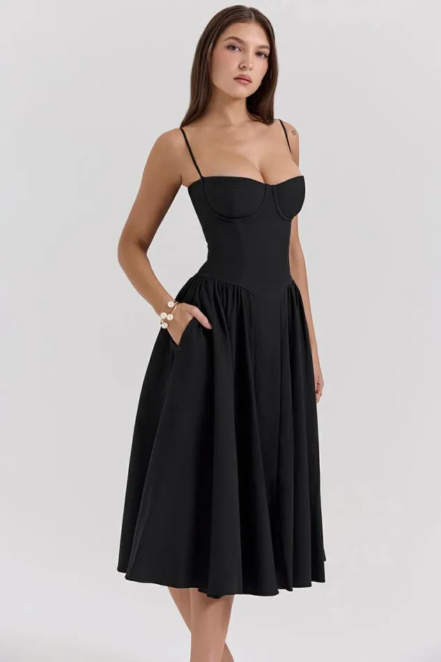 Women Samaria Black Corset Midi Dress House Of CB Dresses Women Samaria Black Corset Midi Dress House Of CB Dresses