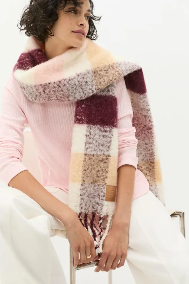 Women Scarves and Kaftans Seed Heritage Check Textured Scarf Rose Petal