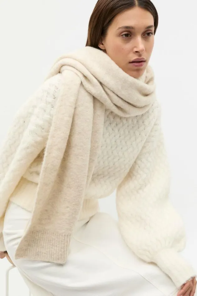 Women Scarves and Kaftans Seed Heritage Fluffy Textured Scarf Oat Marle