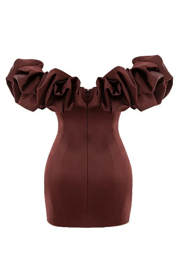 Women Selena Raisin Satin Ruffle Strapless Dress House Of CB Dresses