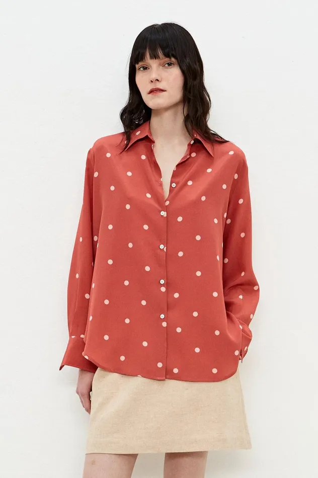 Women SELMA 8211 Silk Shirt 8211 Coral Massimo Alba Shirts