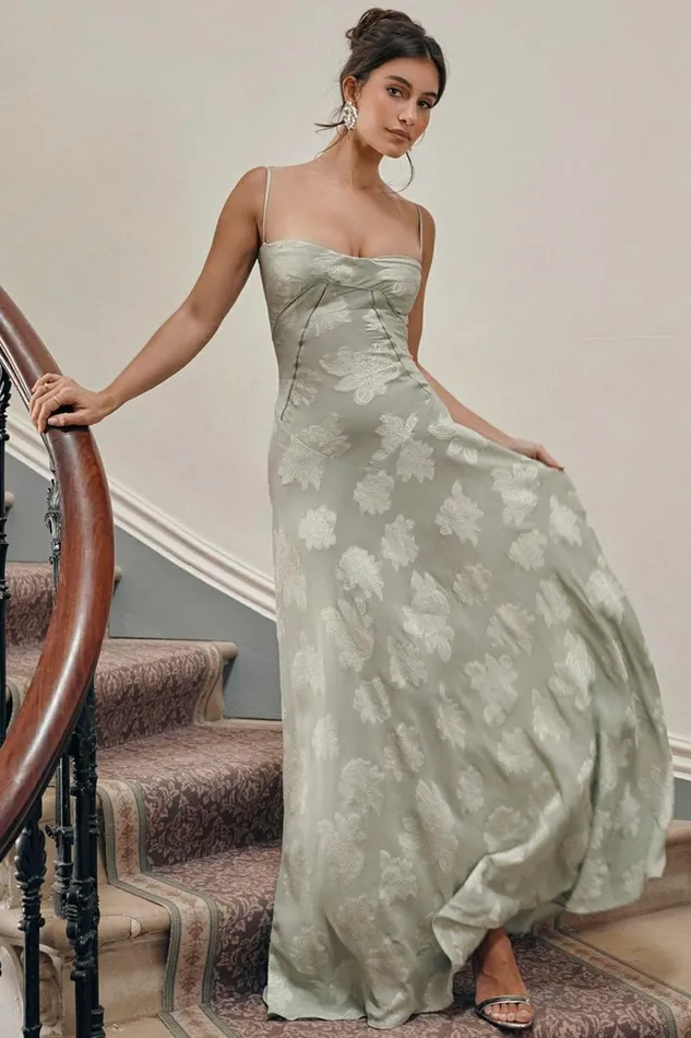 Women Seren Pistachio Floral Lace Back Maxi Dress House Of CB Dresses Women Seren Pistachio Floral Lace Back Maxi Dress House Of CB Dresses
