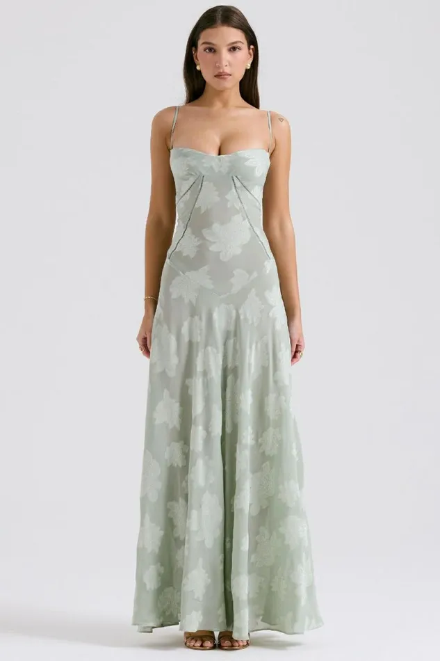 Women Seren Pistachio Floral Lace Back Maxi Dress House Of CB Dresses Women Seren Pistachio Floral Lace Back Maxi Dress House Of CB Dresses