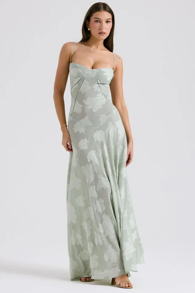 Women Seren Pistachio Floral Lace Back Maxi Dress House Of CB Dresses Women Seren Pistachio Floral Lace Back Maxi Dress House Of CB Dresses