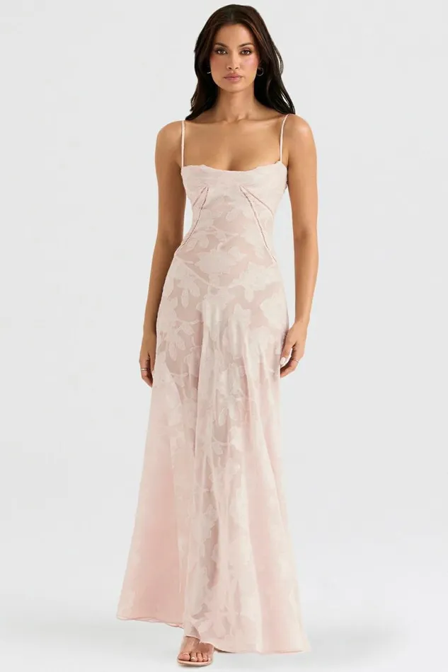 Women Seren Soft Pink Floral Lace Back Maxi Dress House Of CB Dresses Women Seren Soft Pink Floral Lace Back Maxi Dress House Of CB Dresses