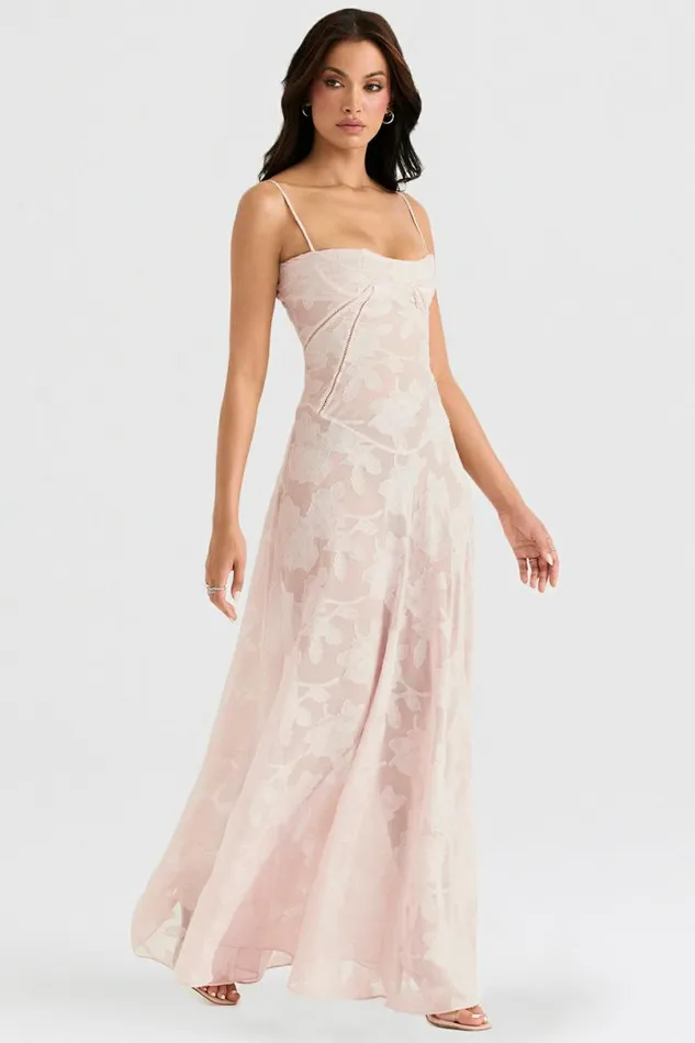 Women Seren Soft Pink Floral Lace Back Maxi Dress House Of CB Dresses Women Seren Soft Pink Floral Lace Back Maxi Dress House Of CB Dresses