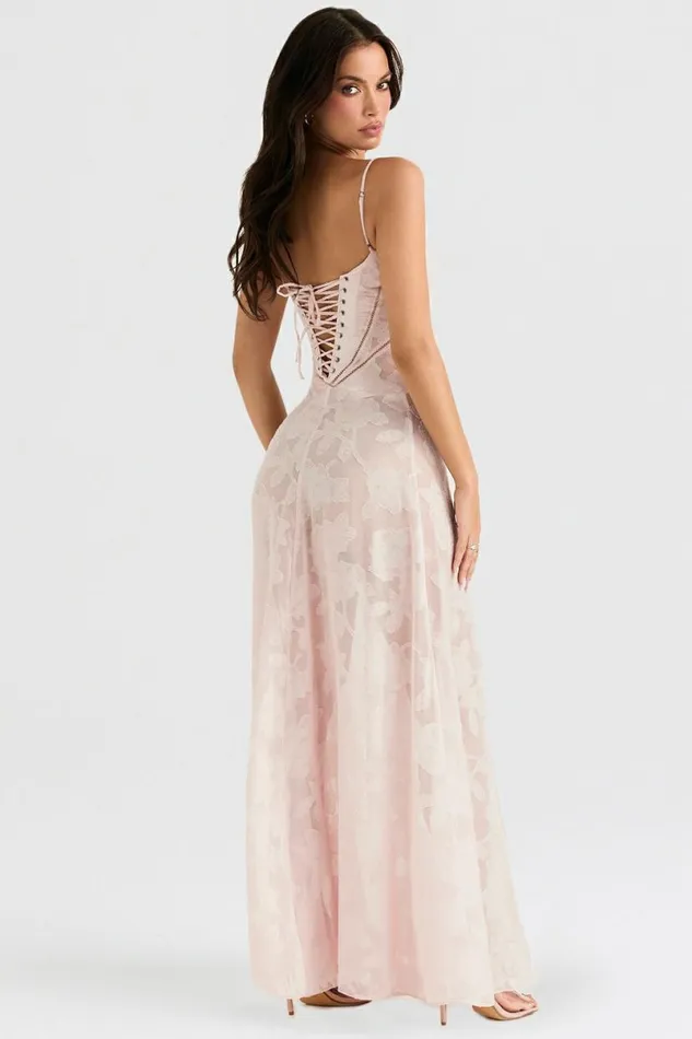 Women Seren Soft Pink Floral Lace Back Maxi Dress House Of CB Dresses Women Seren Soft Pink Floral Lace Back Maxi Dress House Of CB Dresses