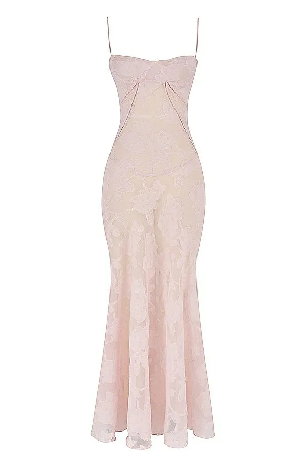 Women Seren Soft Pink Floral Lace Back Maxi Dress House Of CB Dresses Women Seren Soft Pink Floral Lace Back Maxi Dress House Of CB Dresses