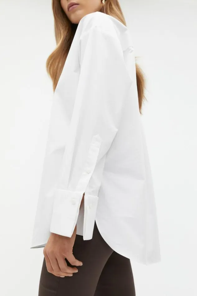 Women Shirts Seed Heritage Half Placket Poplin Shirt Whisper White