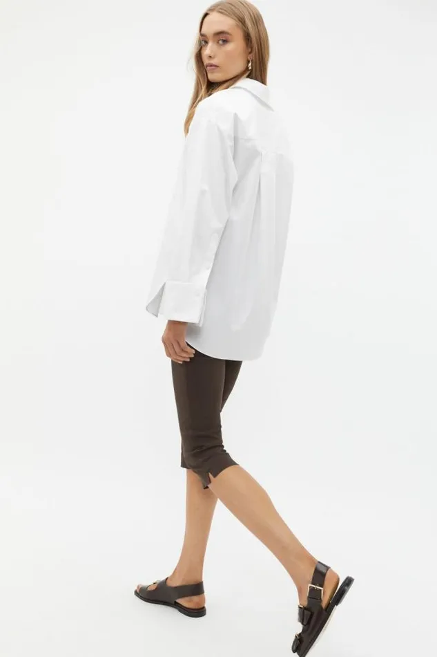 Women Shirts Seed Heritage Half Placket Poplin Shirt Whisper White