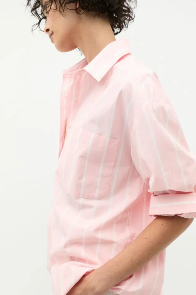 Women Shirts Seed Heritage Poplin Pocket Front Shirt Rose Petal Stripe