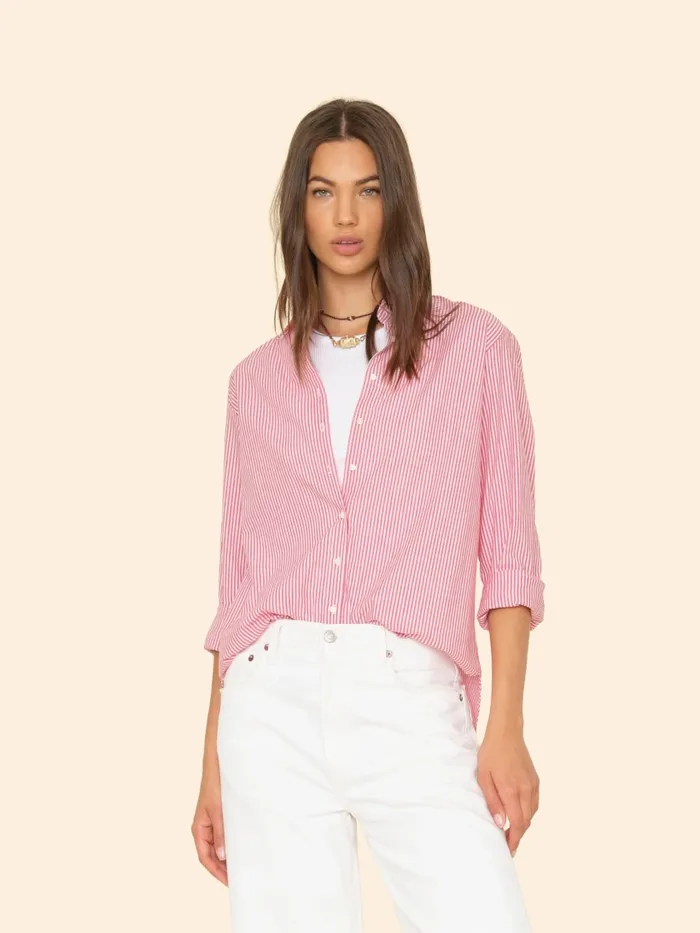 Women Shirts XRENA Red White Beau Shirt