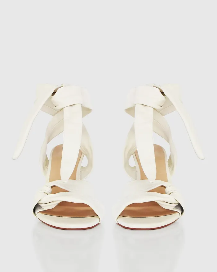 Women Shoes Belle and Bloom Bad Liar Leather Tie Heeled Sandal 8211 Cream