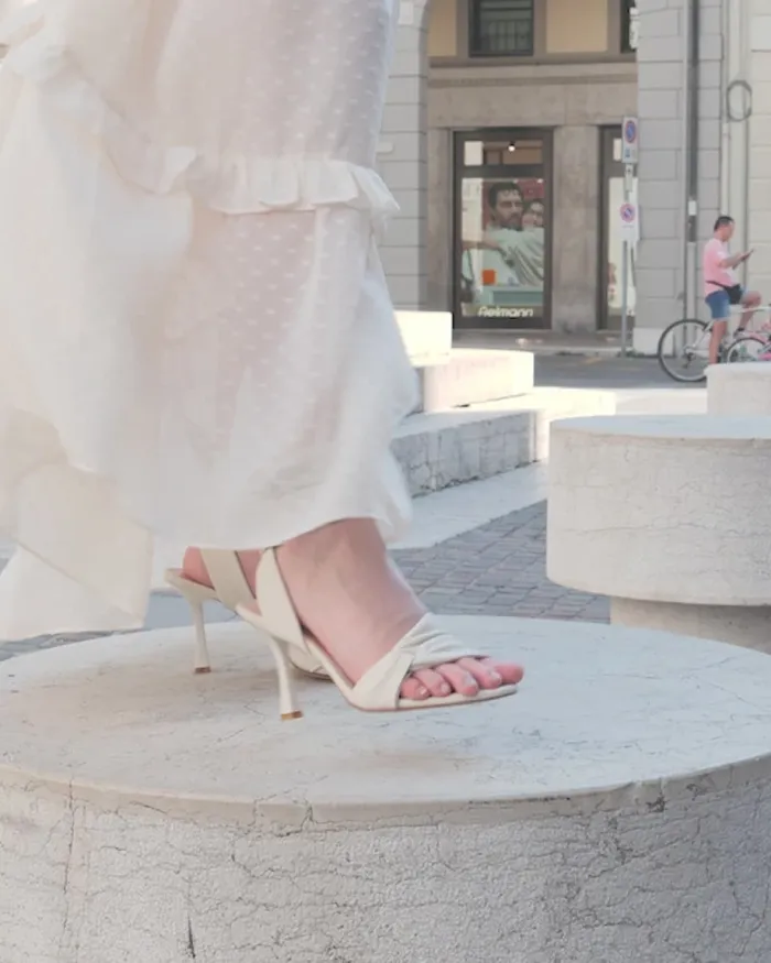 Women Shoes Belle and Bloom Bad Liar Leather Tie Heeled Sandal 8211 Cream