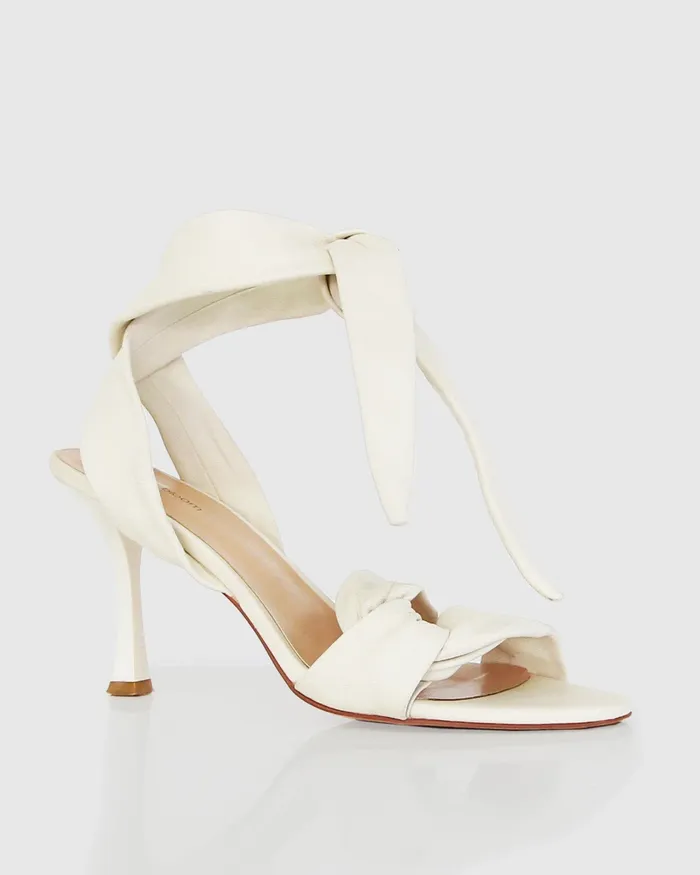 Women Shoes Belle and Bloom Bad Liar Leather Tie Heeled Sandal 8211 Cream