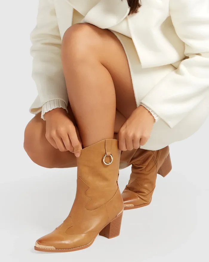Women Shoes Belle and Bloom Dallas Western Boot 8211 Tan