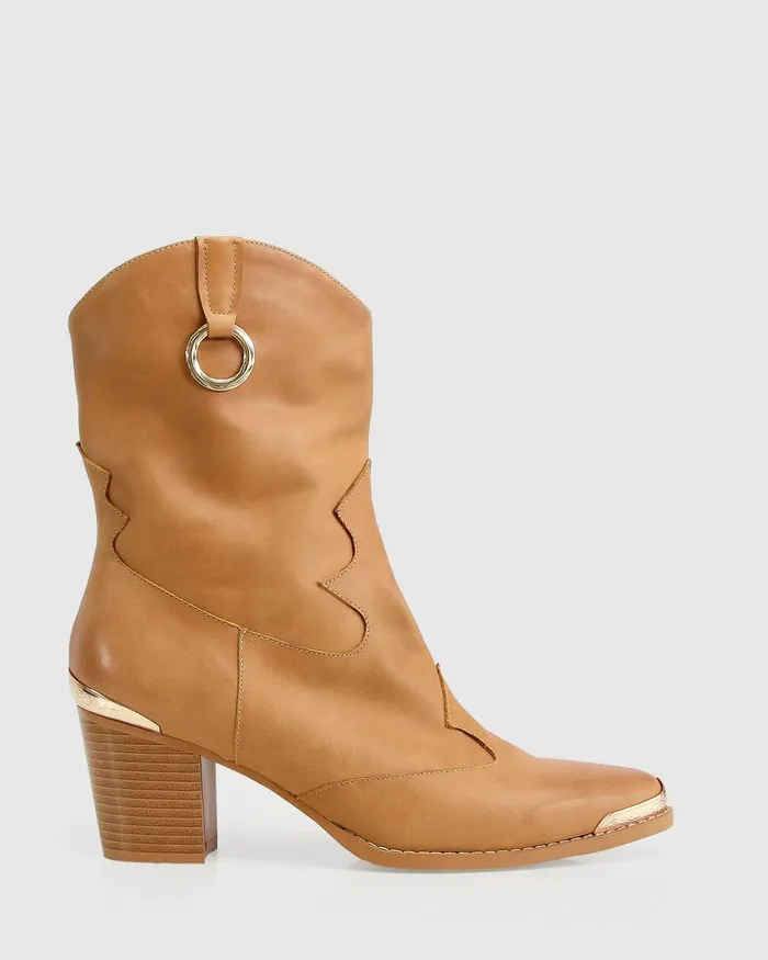 Women Shoes Belle and Bloom Dallas Western Boot 8211 Tan