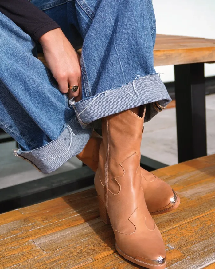 Women Shoes Belle and Bloom Dallas Western Boot 8211 Tan