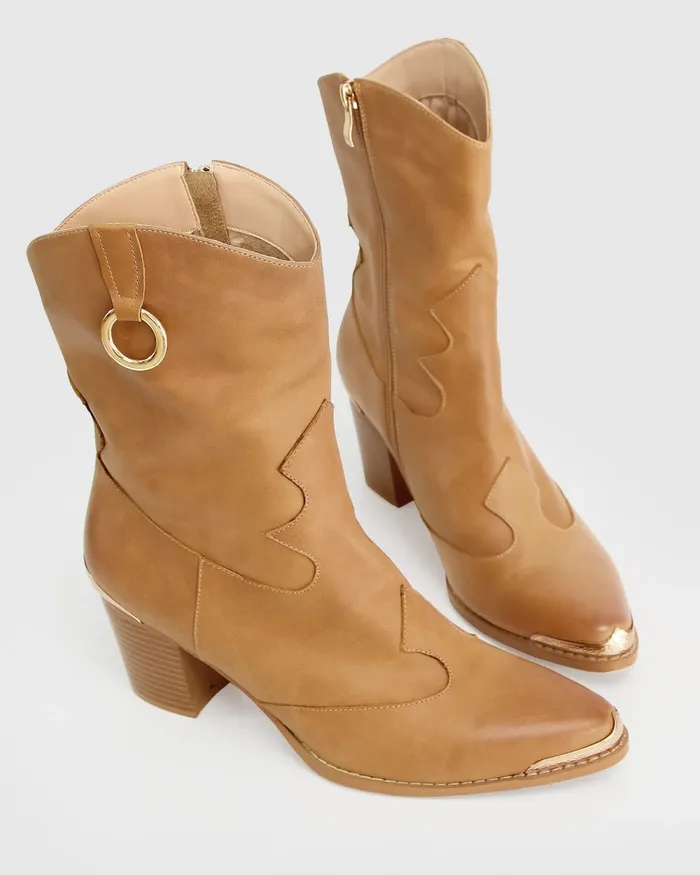 Women Shoes Belle and Bloom Dallas Western Boot 8211 Tan