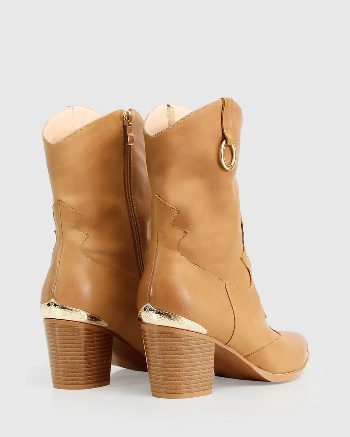 Women Shoes Belle and Bloom Dallas Western Boot 8211 Tan
