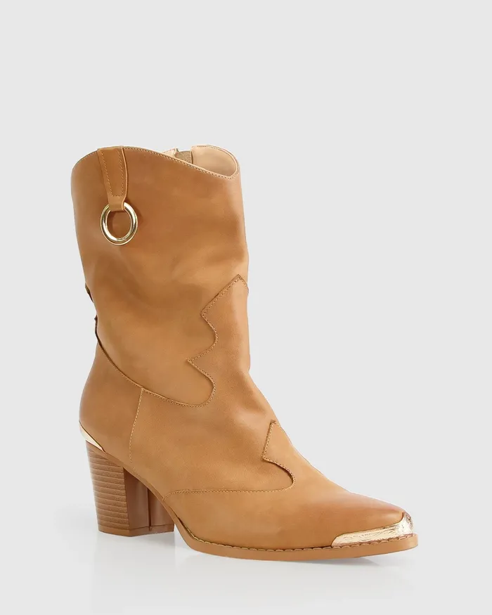 Women Shoes Belle and Bloom Dallas Western Boot 8211 Tan