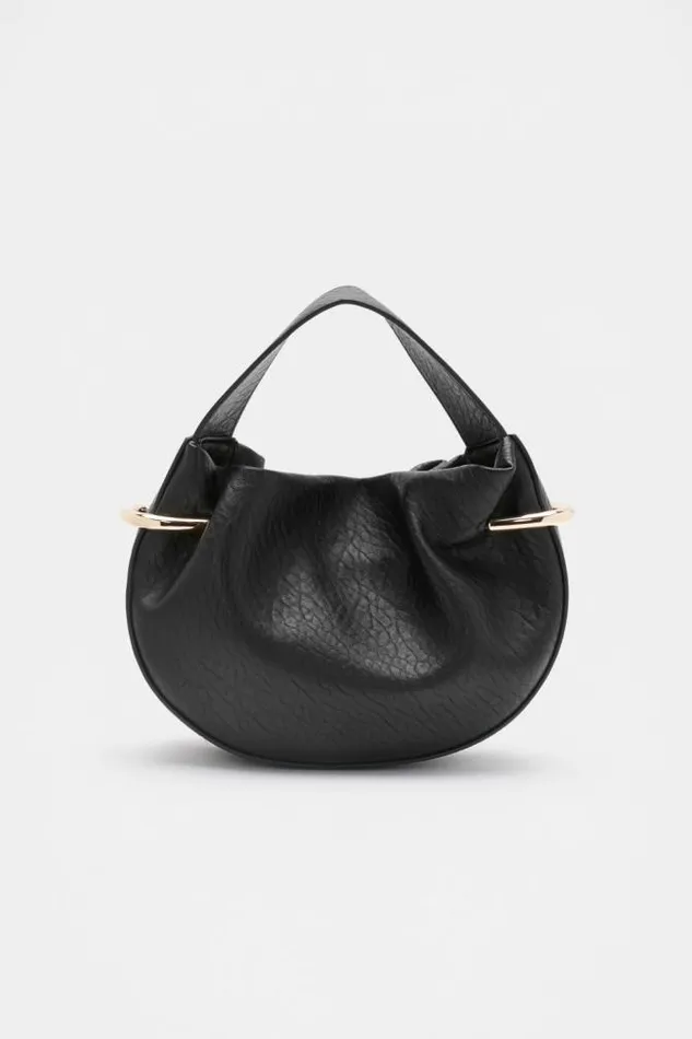 Women Shoulder Bags Seed Heritage Textured Mini Round Handbag Black