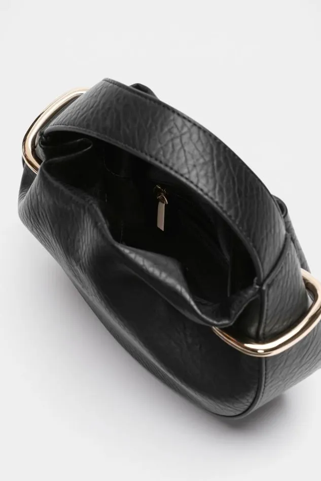 Women Shoulder Bags Seed Heritage Textured Mini Round Handbag Black