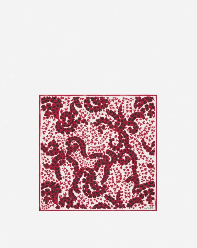 Women Silks and Scarves Lanvin t Silk Scarf With A Rateau Print Carmine Red