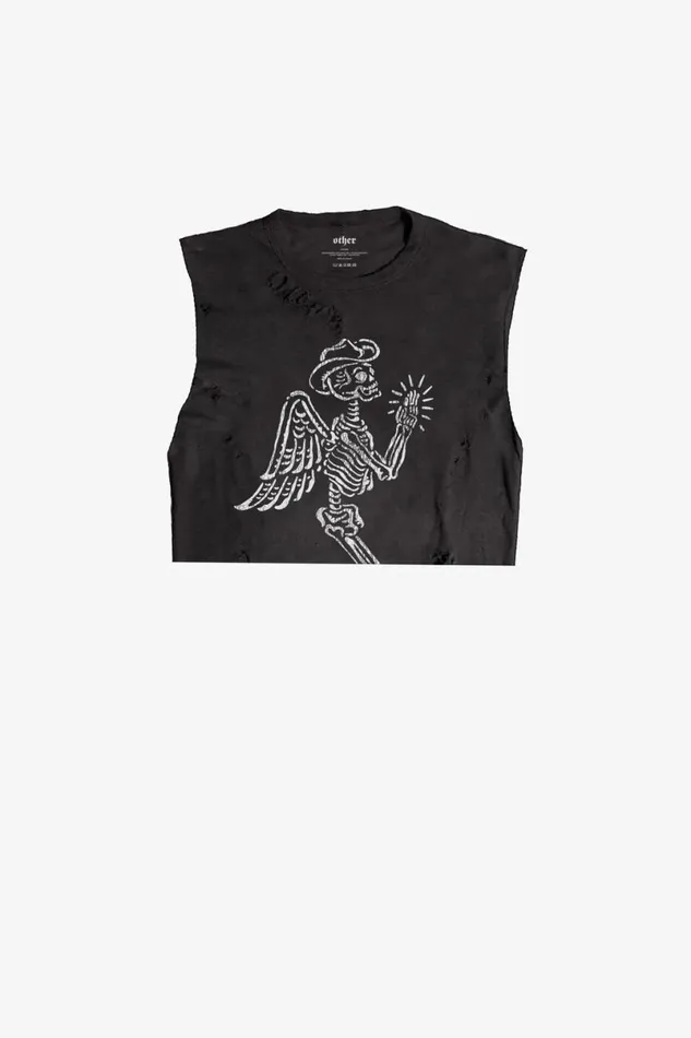 Women Skeleton Cowboy Cropped Thrasher Tank OTHER TANKS and VESTS