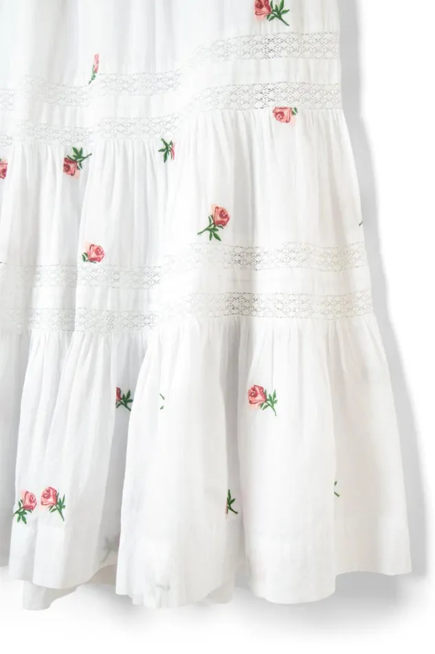 Women Skirts Damson Madder Eden Lace Midi Skirt 8211 Rose Embroidery