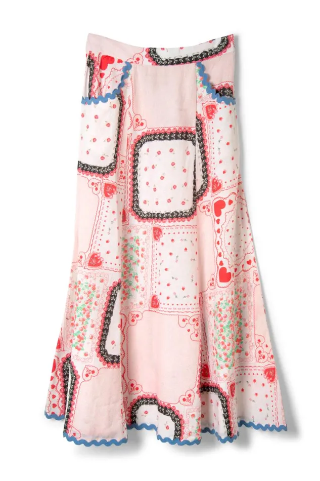 Women Skirts Damson Madder Hyan Midi Skirt 8211 Hanky Hearts Print