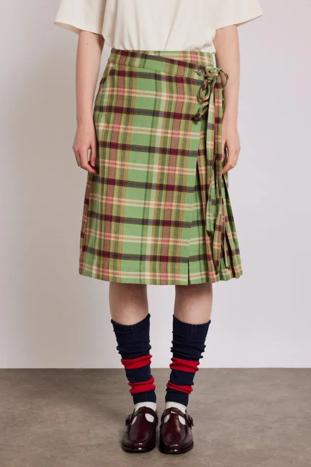 Women Skirts Damson Madder Kat Kilt 8211 Green Check