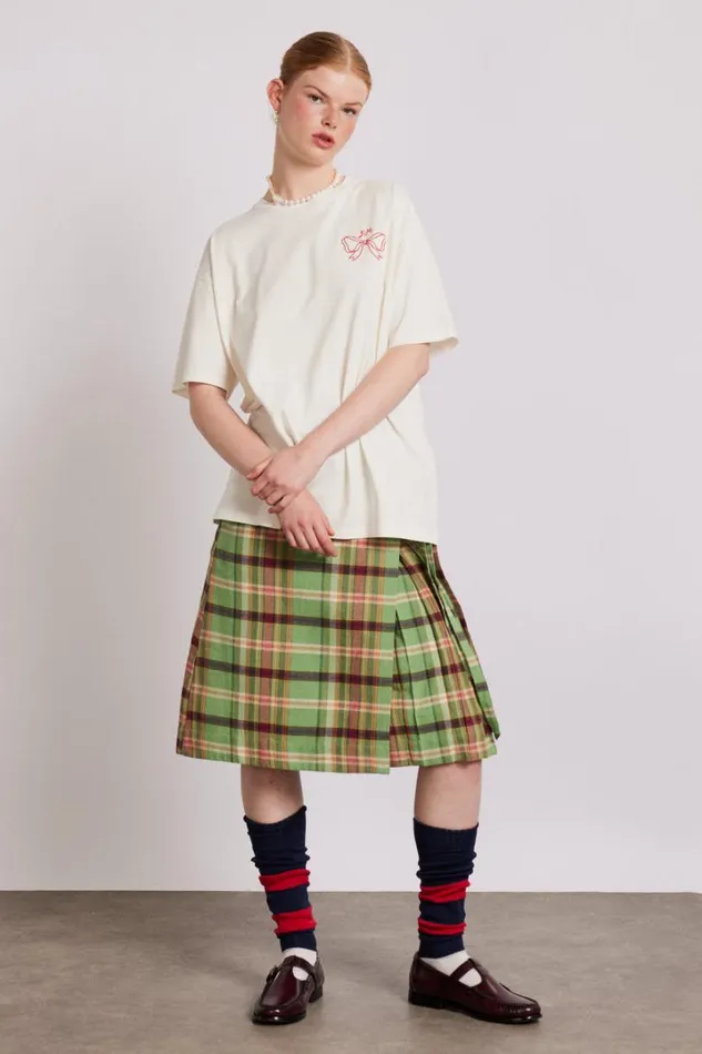 Women Skirts Damson Madder Kat Kilt 8211 Green Check