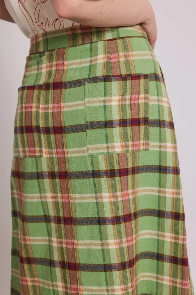 Women Skirts Damson Madder Kat Kilt 8211 Green Check