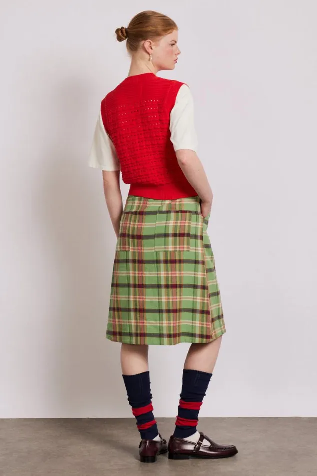 Women Skirts Damson Madder Kat Kilt 8211 Green Check