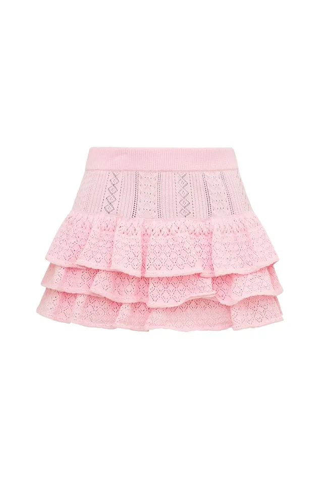 Women Skirts LoveShackFancy Baudin Bow Pointelle Mini Skirt Ballerina Pink