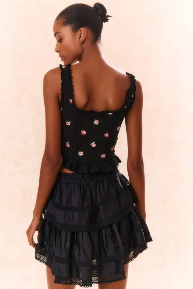Women Skirts LoveShackFancy Ruffle Mini Tiered Skirt Black