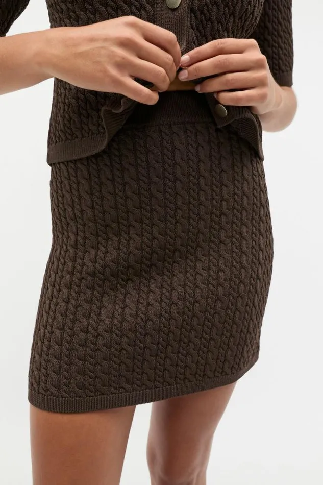 Women Skirts Seed Heritage Crepe Cable Mini Skirt Dark Espresso