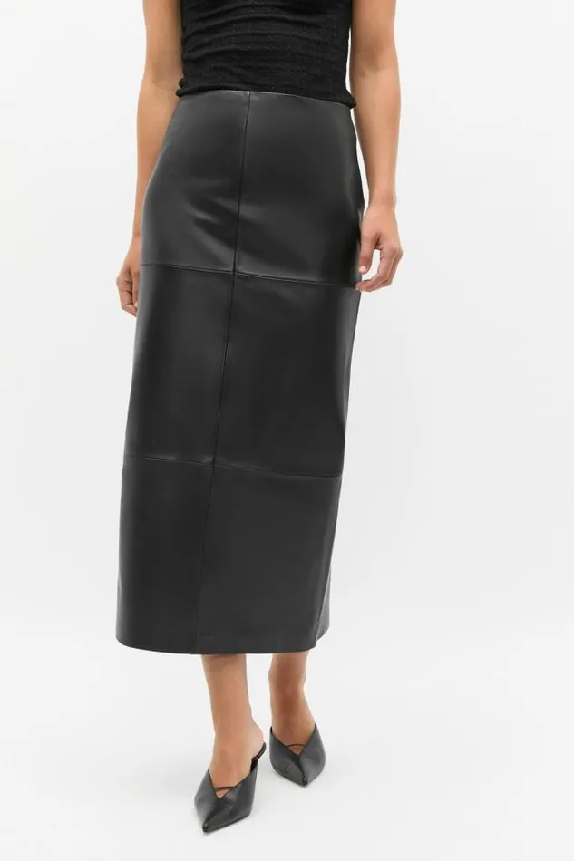 Women Skirts Seed Heritage Leather Column Skirt Black