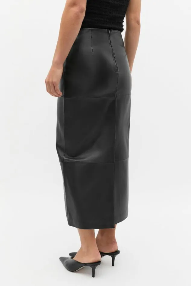 Women Skirts Seed Heritage Leather Column Skirt Black